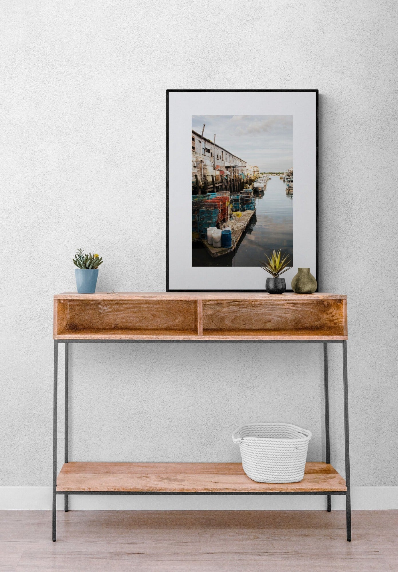 Portland Maine Waterfront Photograph of Lobster Traps print as entry way wall art