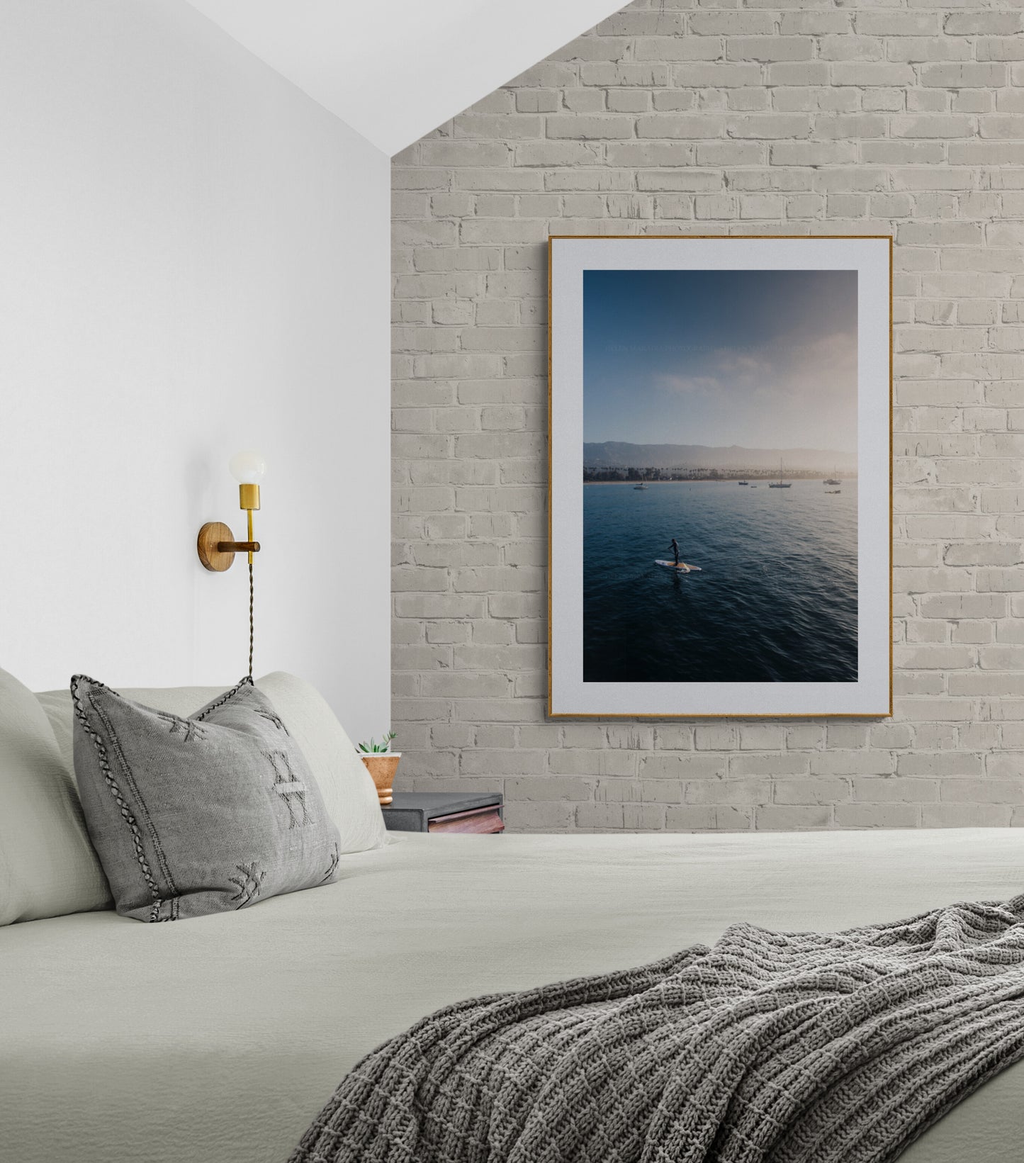 Santa Barbara Photograph as an ocean seascape as wall art in a bedroom