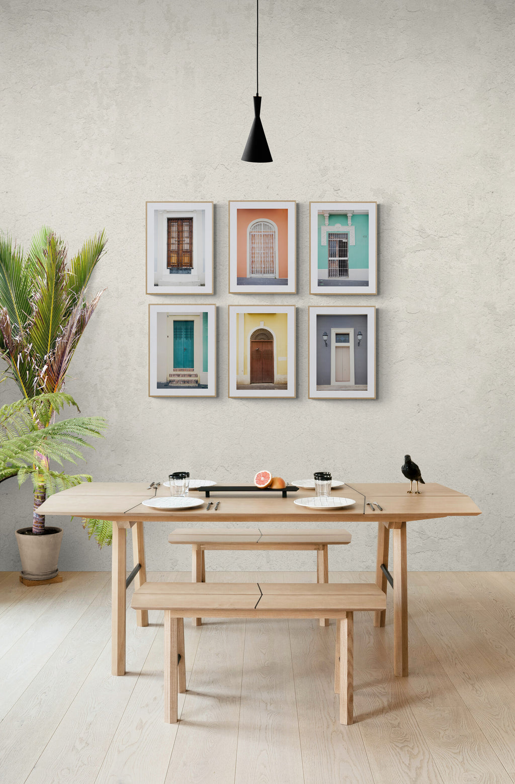 set of 6 photograph of puerto rico in a dining room