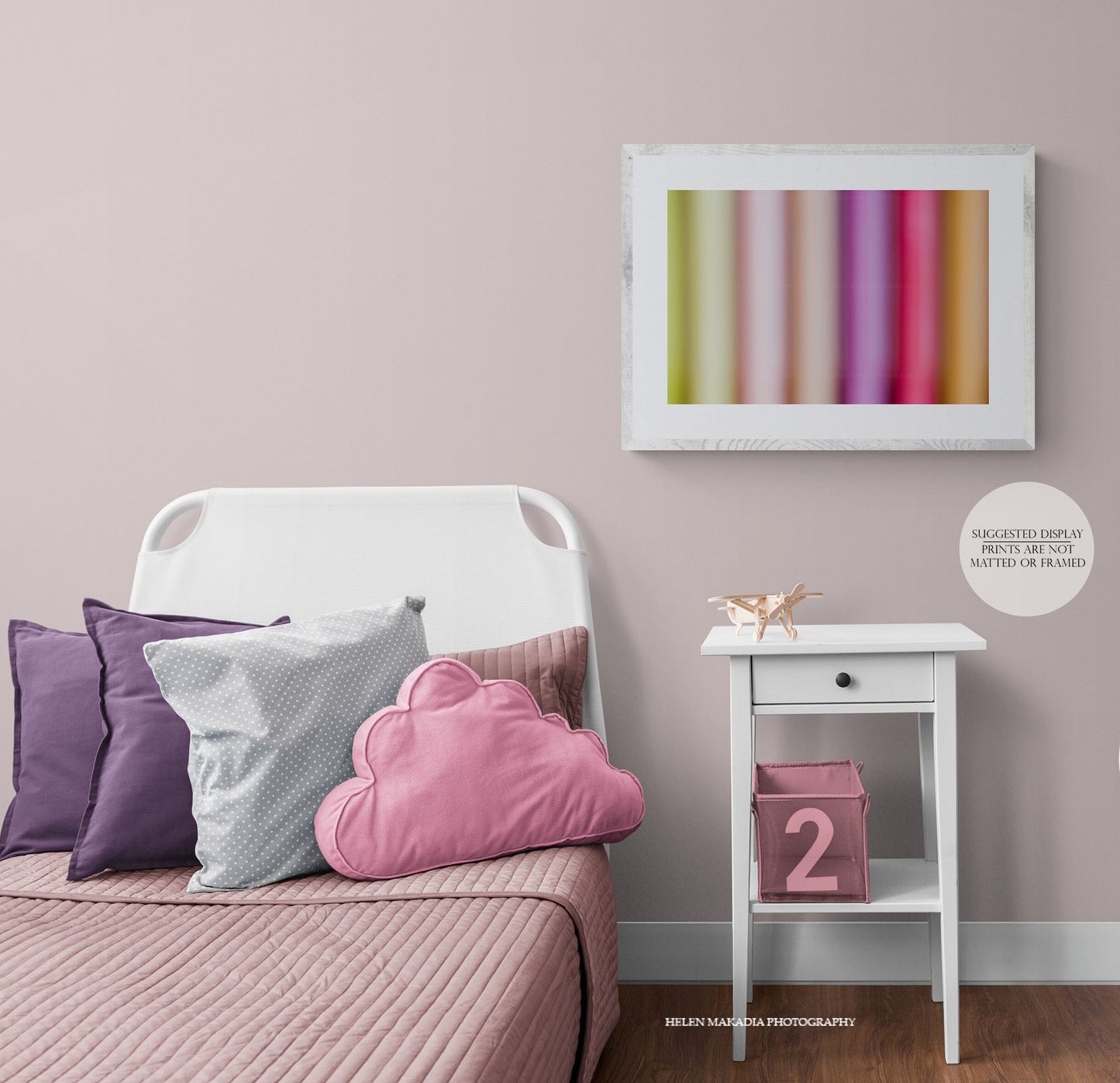 Framed Abstract Photograph of Purples and Pinks in a Kid's Bedroom 