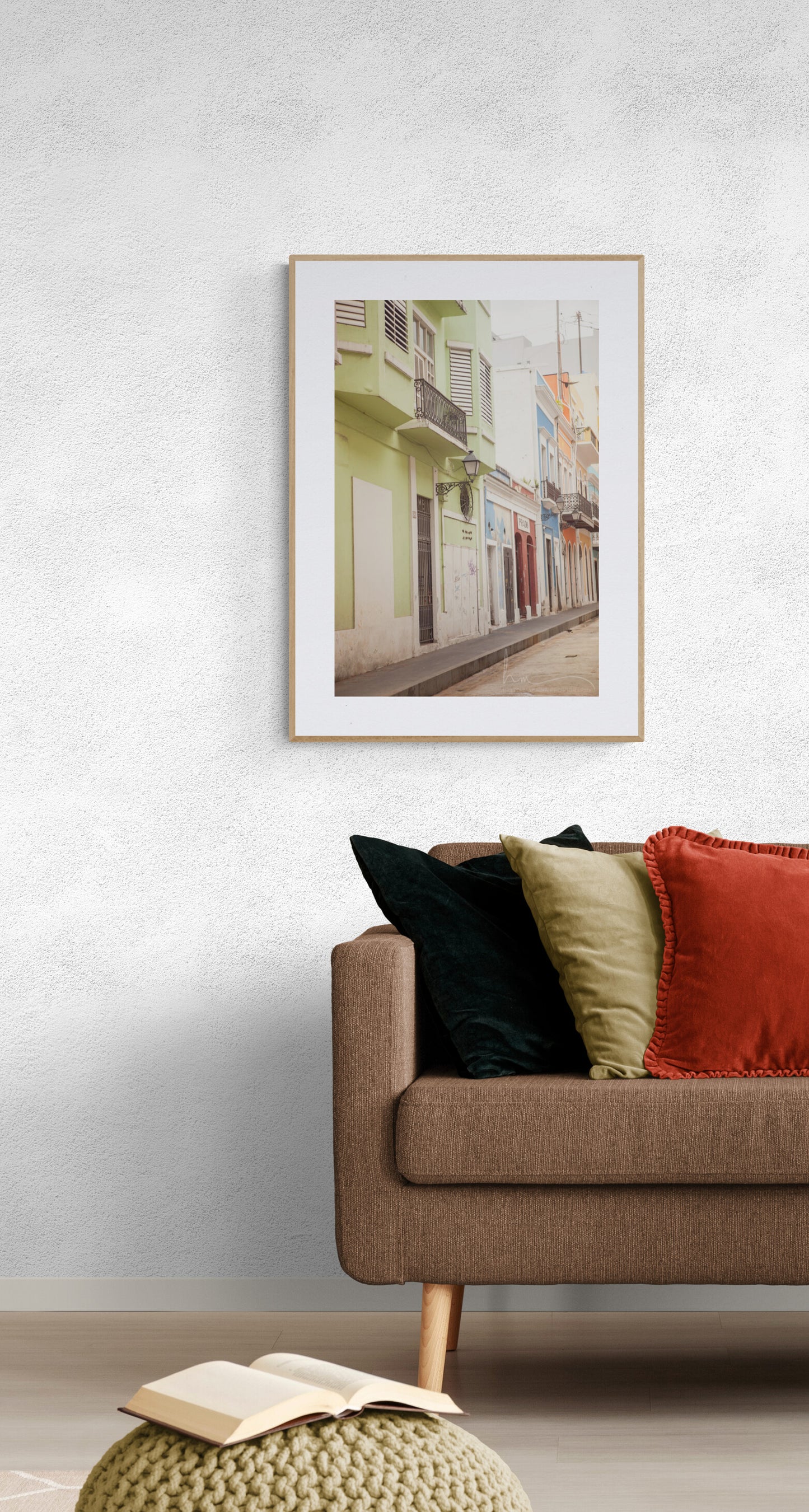 Framed Photograph of the Street of Old San Juan Puerto Rico in a Living Room