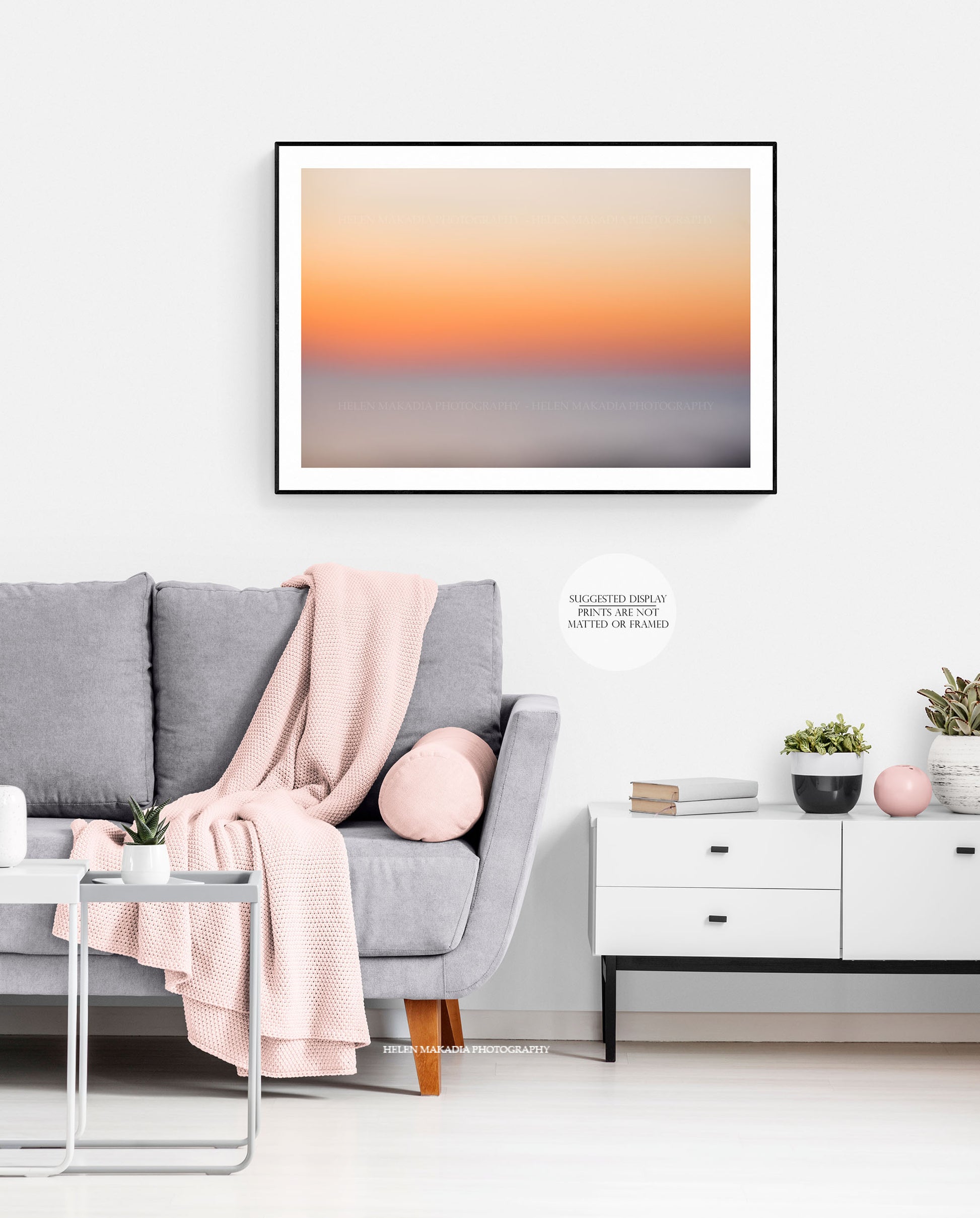 Sunset Colors Gradient Framed in a Living Room