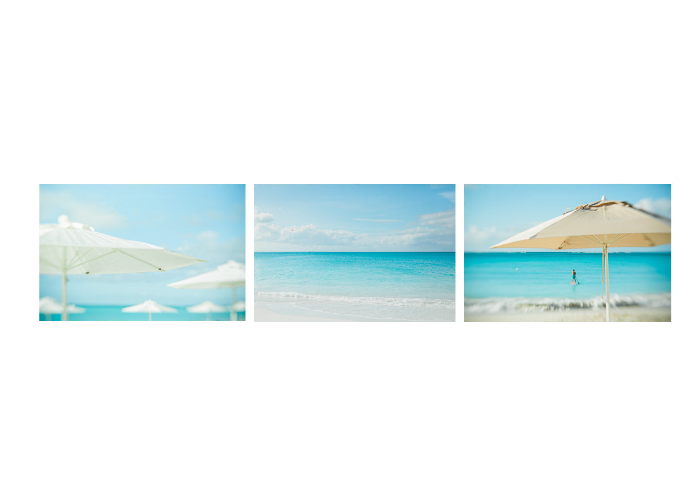Set of 3 Photographs of the blue waters of Turks and Caicos