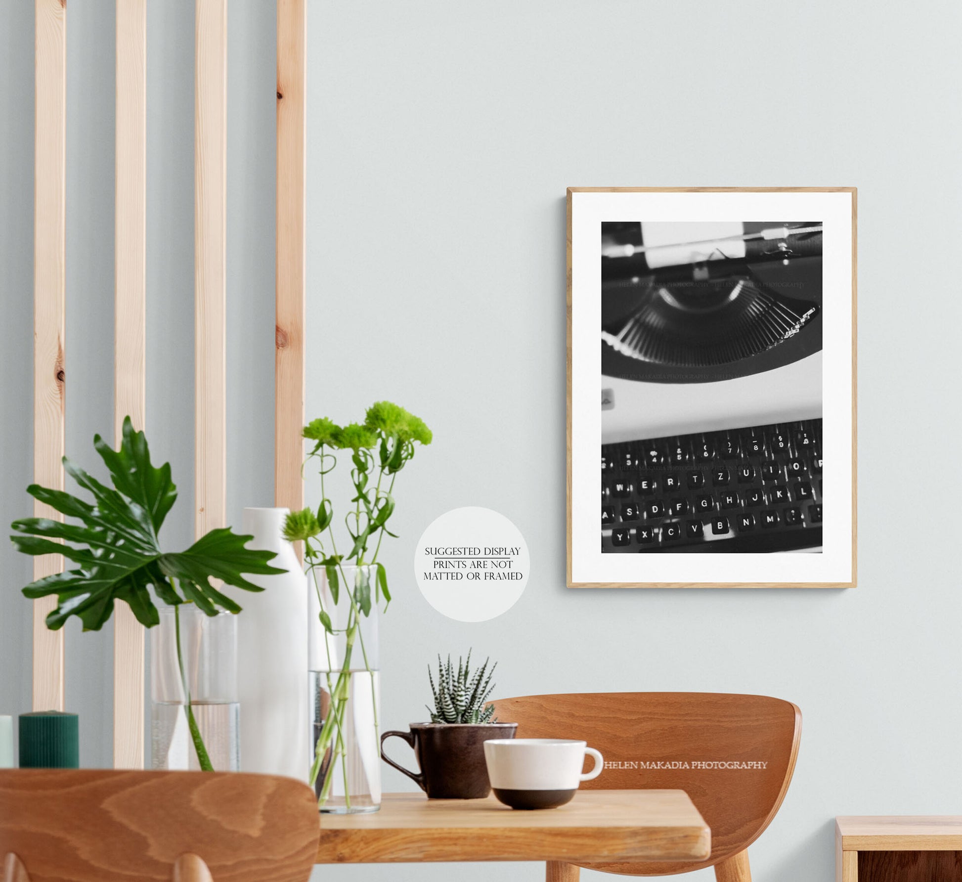 Framed Photograph of Vintage mid-century typewriter, in a kitchen