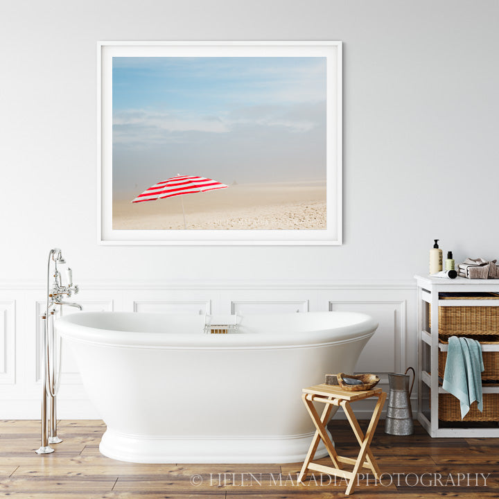 Beach Umbrella in a bathroom