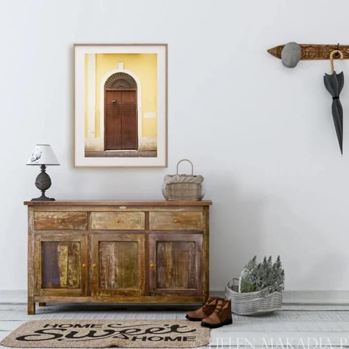 Wooden Door Print in an Entryway