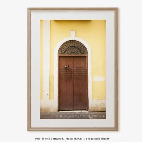 Framed Print of an Antique Wooden Door in Old San Juan