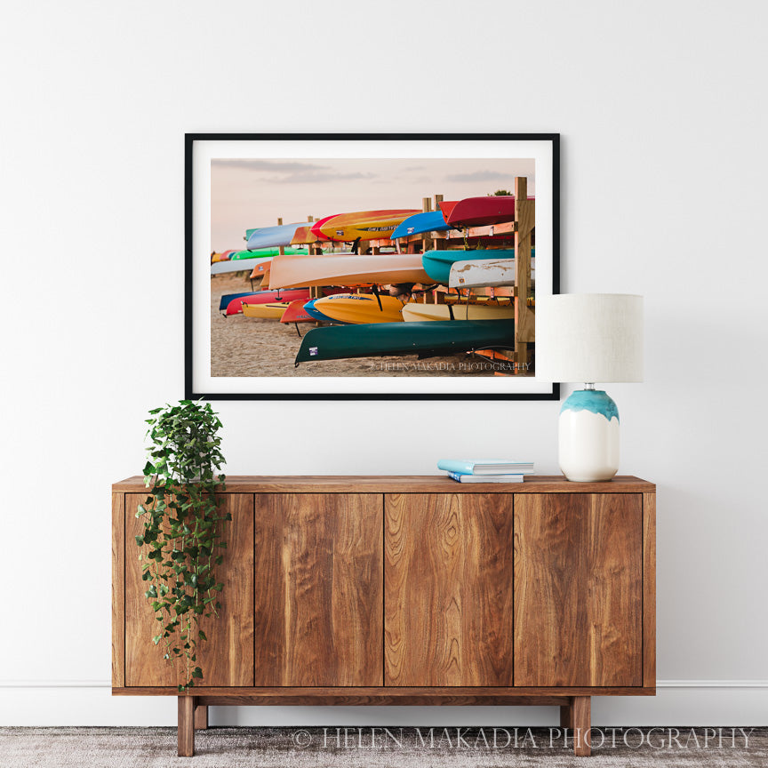 Kayaks on Paine's Creek Beach on Cape Cod