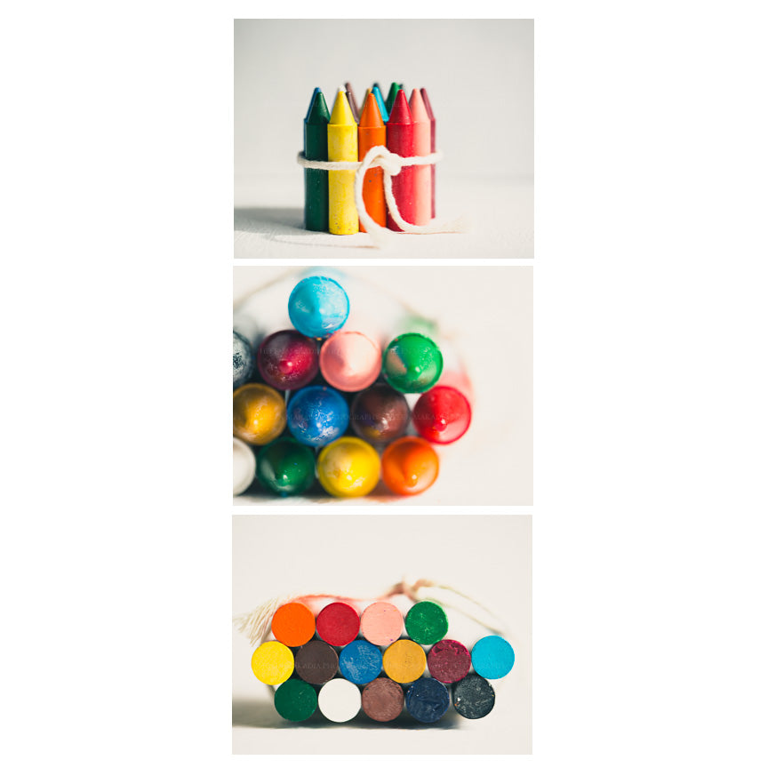 Three Framed Photographs of Crayons