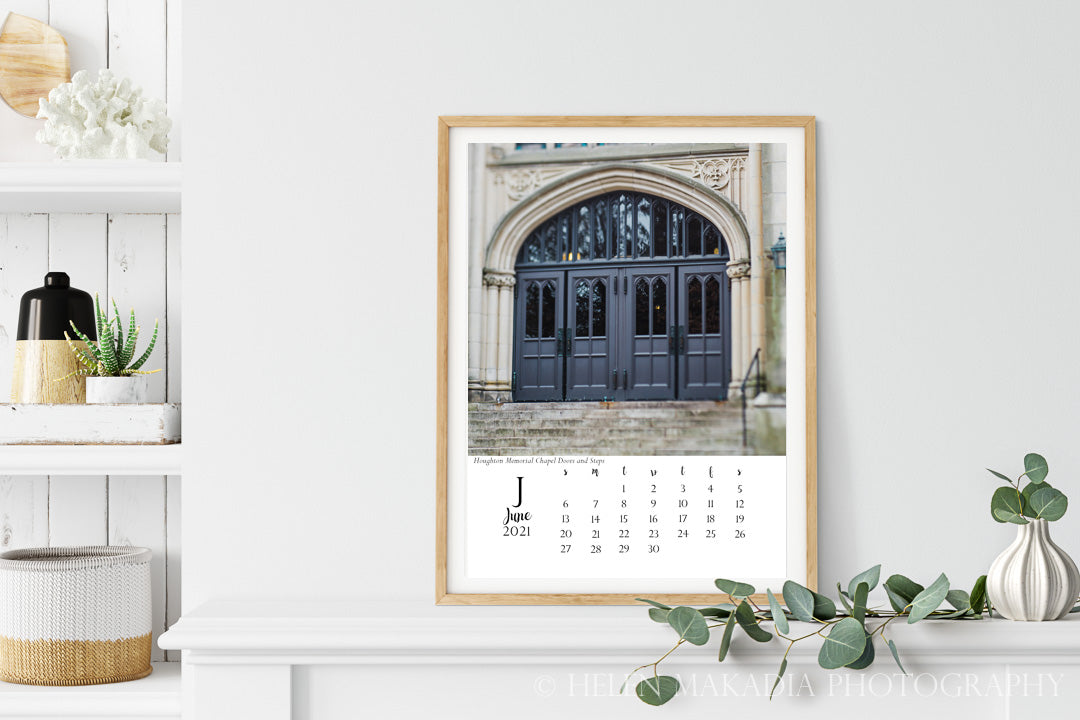 2021 Wellesley Calendar, June shown framed as example