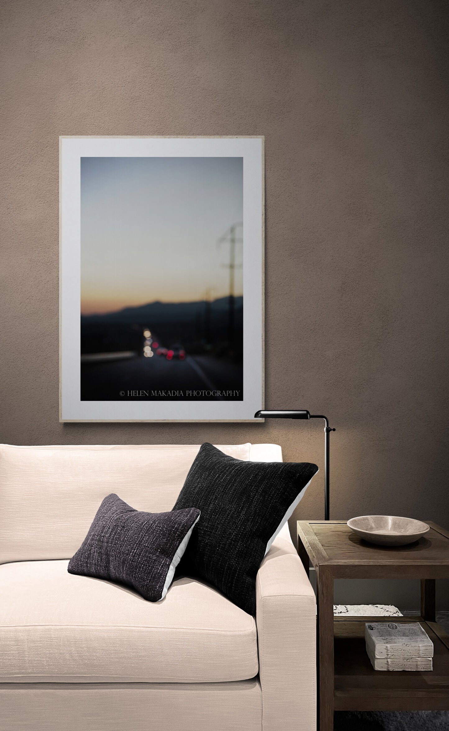 Blurred Tail lights Travel Photograph as Living Room Wall Art