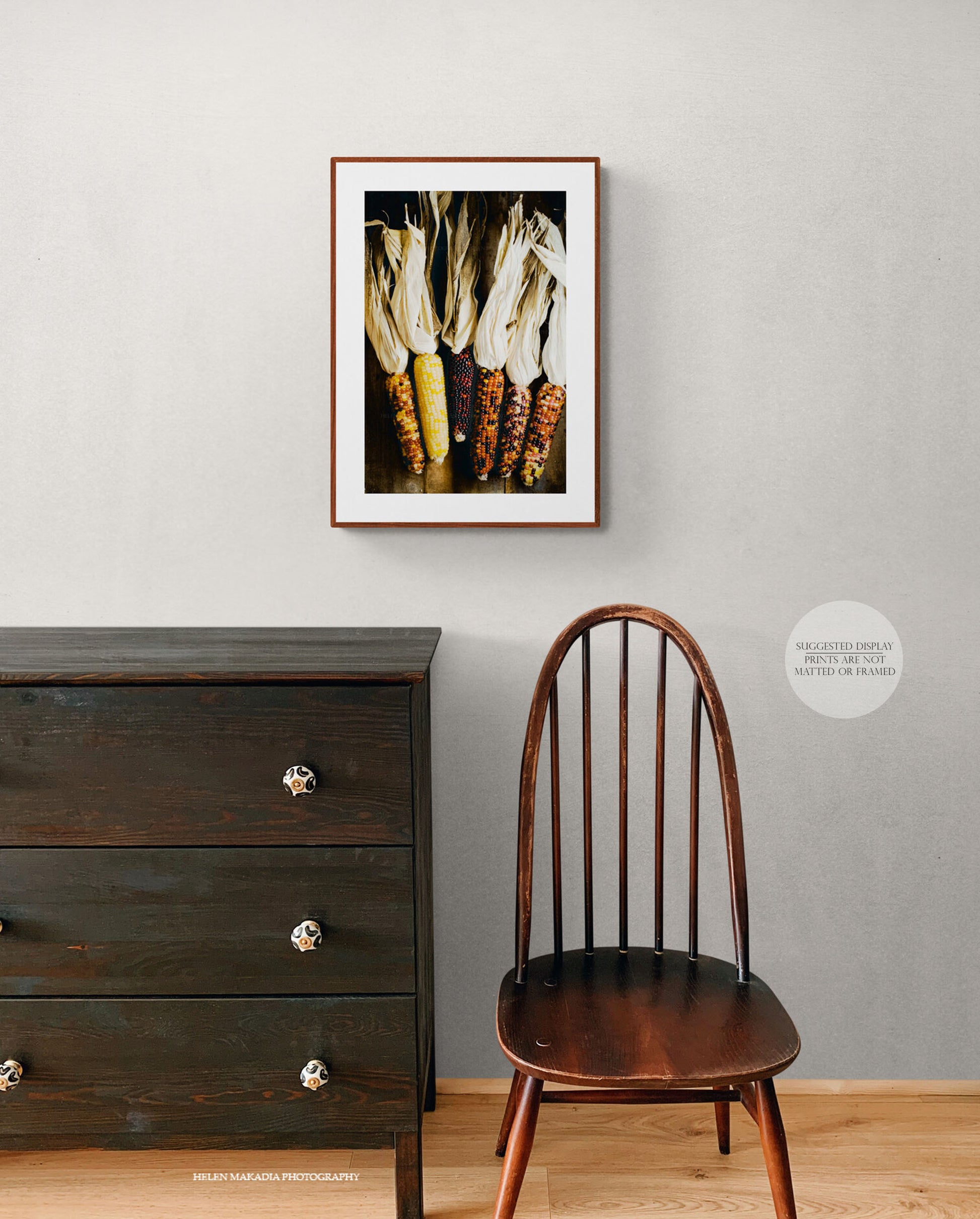Dried Ornamental Corn in a Dining Room