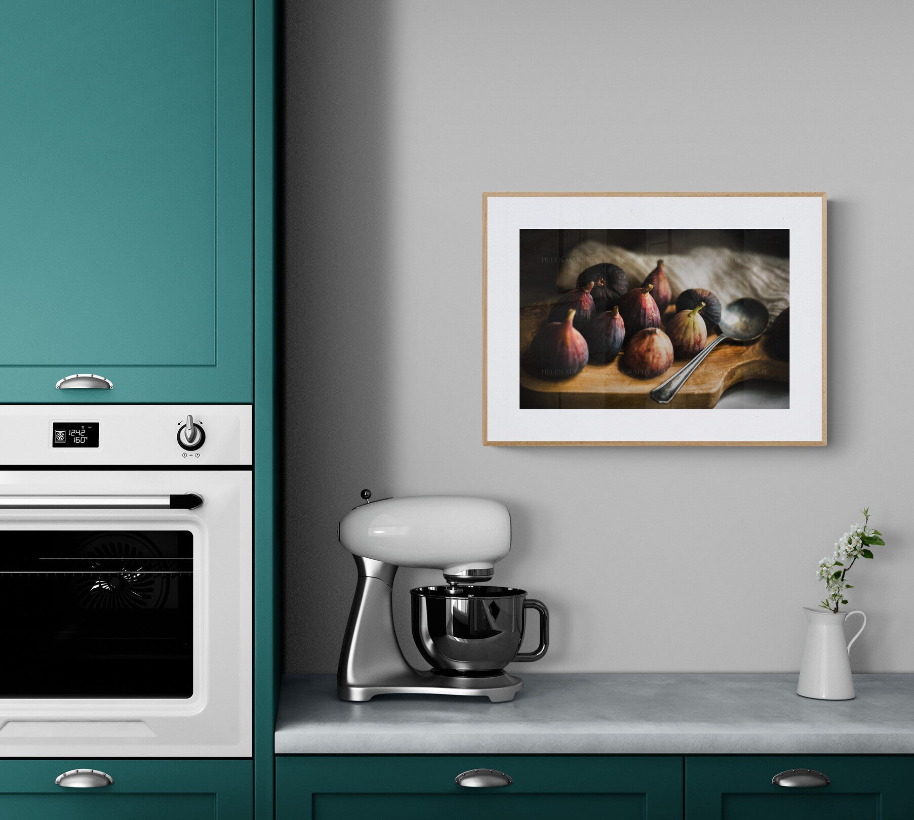 figs photograph print as kitchen wall art in a modern kitchen