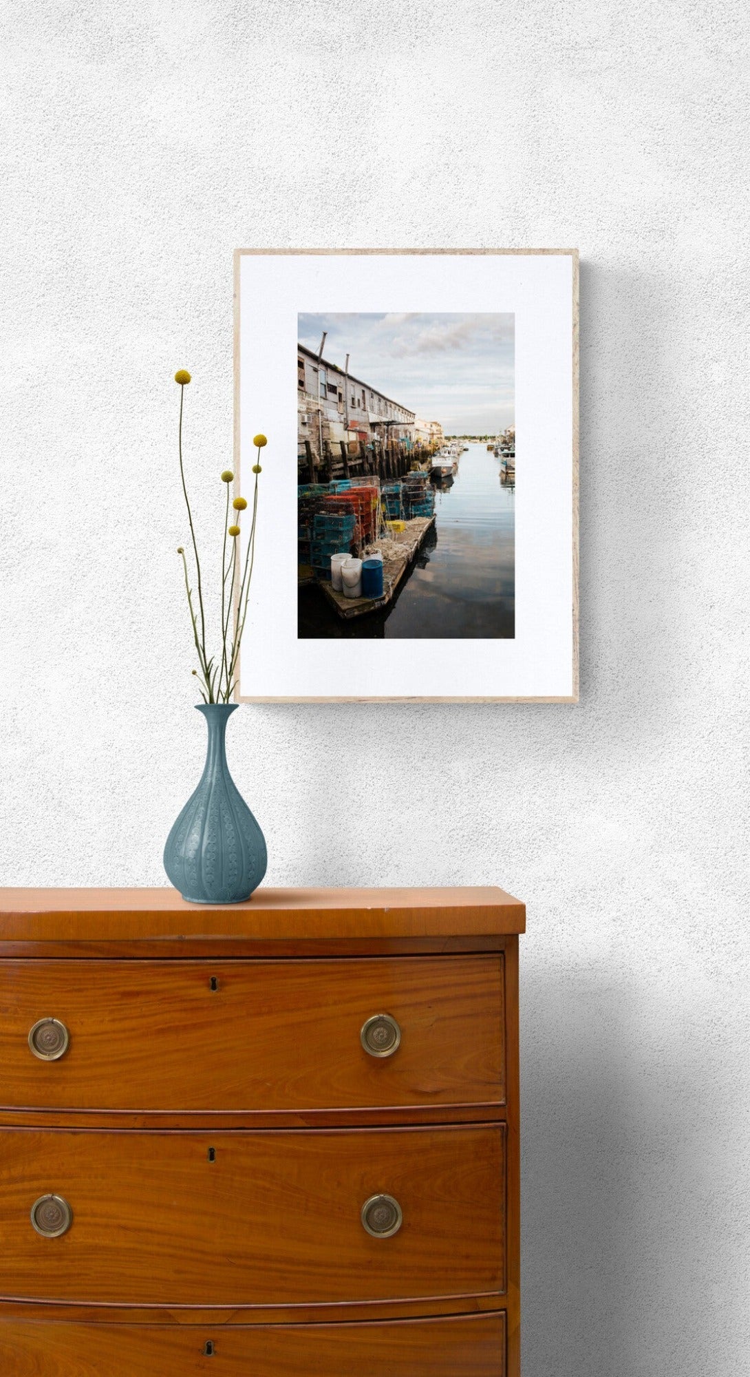 Portland Maine Waterfront Lobster Trap Photograph Print as Bedroom Wall Art